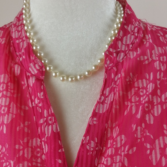 Sag Harbor Flowery Long Sleeve Pink Blouse Sz 1x - Picture 4 of 7